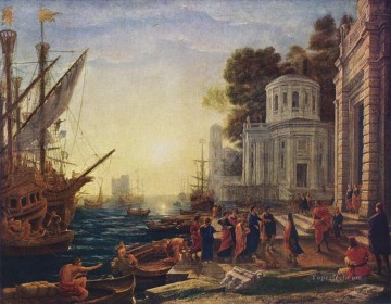 クロード・ロラン Painting - タルススの風景クレオパトラの下船 クロード・ロラン